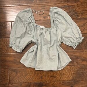 Sage Green Puff Sleeve Blouse